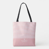 Moderne strips met geüploschaalde hartmonogram tote bag (Achterkant)