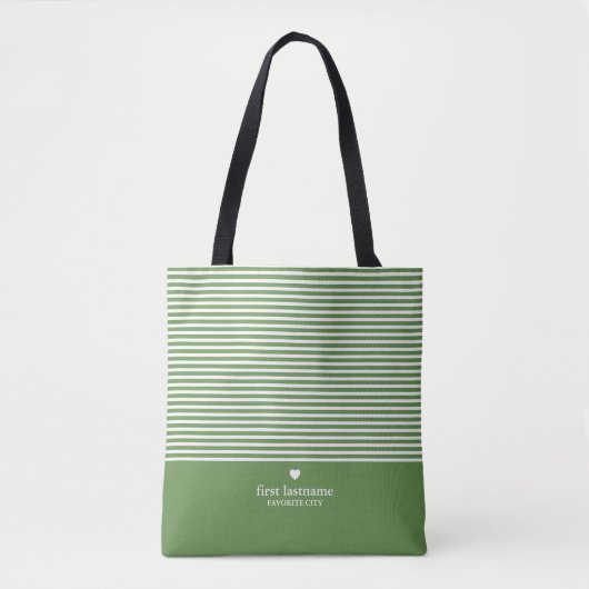 Moderne strips met geüploschaalde hartmonogram tote bag (Voorkant)