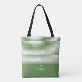 Moderne strips met geüploschaalde hartmonogram tote bag (Achterkant)