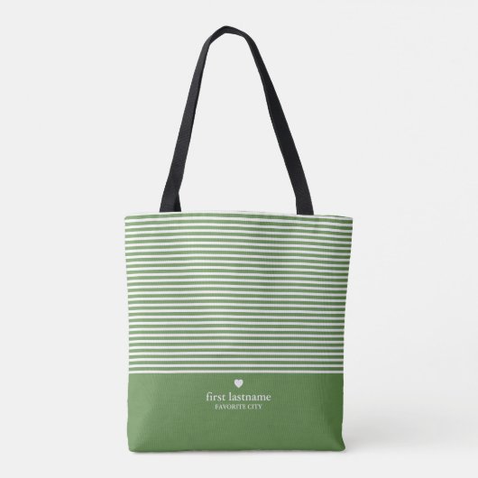 Moderne strips met geüploschaalde hartmonogram tote bag (Achterkant)