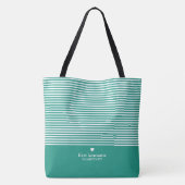 Moderne strips met geüploschaalde hartmonogram tote bag (Achterkant)
