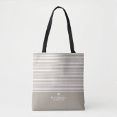 Moderne strips met geüploschaalde hartmonogram tote bag (Voorkant)