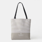 Moderne strips met geüploschaalde hartmonogram tote bag (Achterkant)