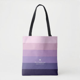 Moderne strips met monogram in Paarse vorm Tote Bag