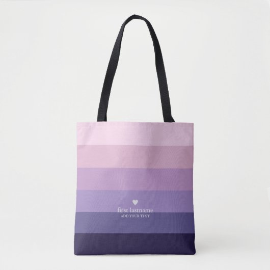 Moderne strips met monogram in Paarse vorm Tote Bag (Voorkant)