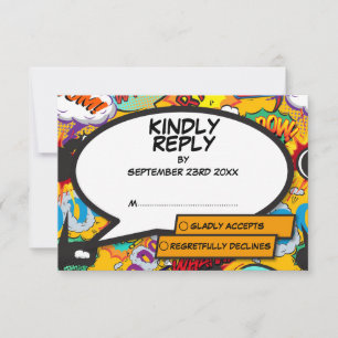 Moderne Strips Pop Art RSVP Kaartje