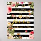 Moderne strips/ Rozen/goudsoorten/Ontvangst Poster (Voorkant)