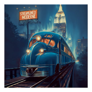 Moderne stroomlijnen New York Express Perfect Poster