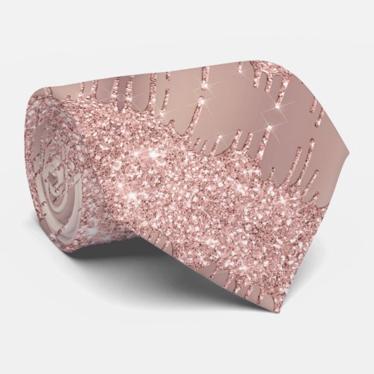 Moderne Stropdas met Roos Gold Blush Glitter Drive (Opgerold)