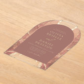 Moderne Struik Roze Gouden Agaat Huwelijk Elegant Acryl Uitnodigingen (Laagn)