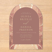 Moderne Struik Roze Gouden Agaat Huwelijk Elegant Acryl Uitnodigingen (Voorkant)