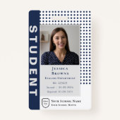 Moderne Student Docent Marine Blauwe Foto Universi Badge (Voorkant)