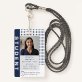Moderne Student Docent Marine Blauwe Foto Universi Badge (Voorkant met draagriem)