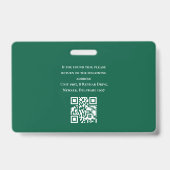 Moderne Student ID Foto Donkergroene Universiteit Badge (Achterkant)