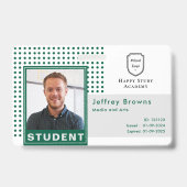 Moderne Student ID Foto Donkergroene Universiteit Badge (Voorzijde)