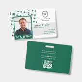 Moderne Student ID Foto Donkergroene Universiteit Badge (Voor- en achterkant)