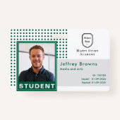 Moderne Student ID Foto Donkergroene Universiteit Badge (Voorkant)