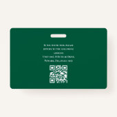 Moderne Student ID Foto Donkergroene Universiteit Badge (Achterkant)