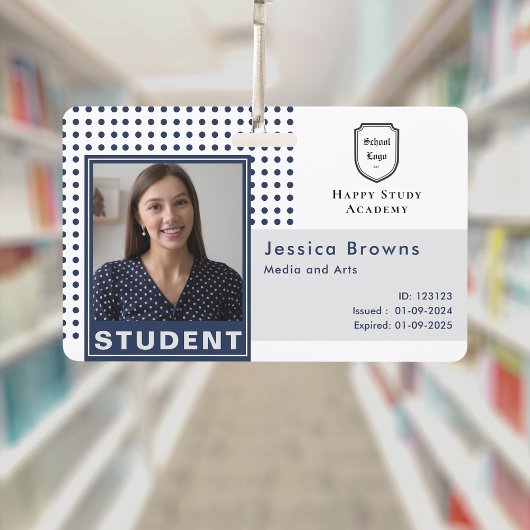 Moderne Student ID Foto Marine Blue University Badge