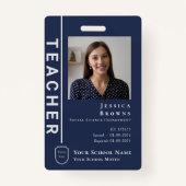 Moderne student / leraar Navy Blue Photo School Lo Badge (Voorkant)