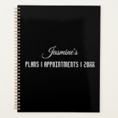 Moderne Student Zwart Wit Jaar Naam Organizer (Voorkant)