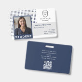 Moderne studentenpasfoto marineblauw universiteit badge (Voor- en achterkant)