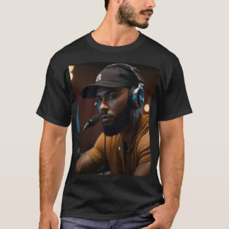 Moderne Studio Sfeer – Koptelefoons & Succes" T-shirt