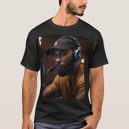 Moderne Studio Sfeer – Koptelefoons & Succes" T-shirt (Voorkant)