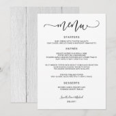Moderne Stuitser Kalligrafie Krullerig (Zwart) Tro Menu (Voorkant / Achterkant)