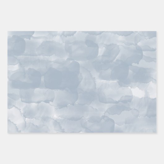 Moderne Stusty Blue Waterverf Brush Strokes Inpakpapier Vel (Voorkant 3)