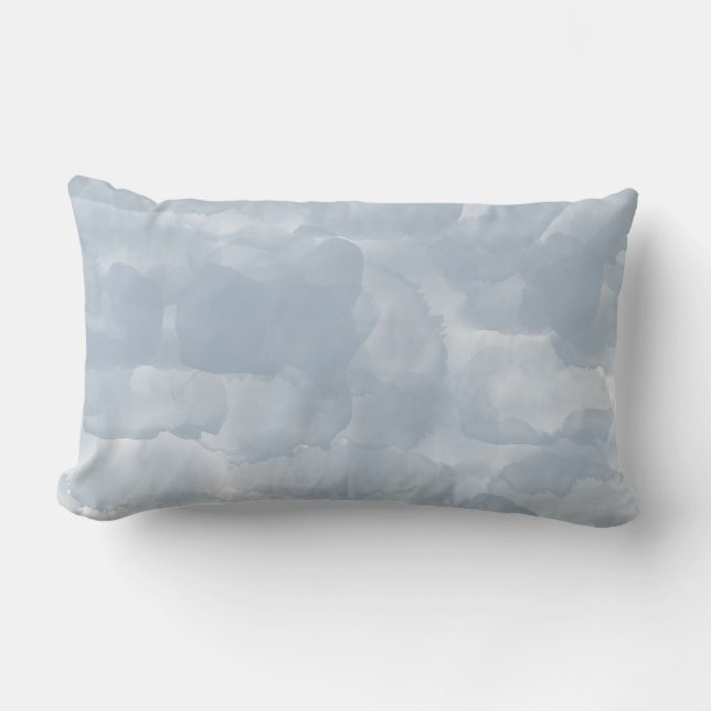 Moderne Stusty Blue Waterverf Brush Strokes Kussen (Voorkant)