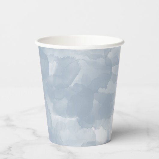 Moderne Stusty Blue Waterverf Brush Strokes Papieren Bekers (Achterkant)