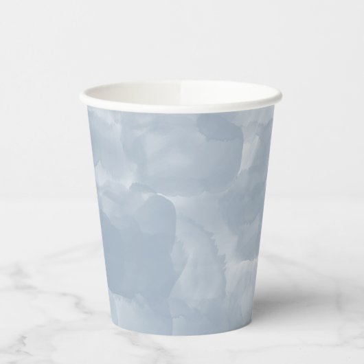 Moderne Stusty Blue Waterverf Brush Strokes Papieren Bekers (Links)