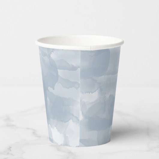 Moderne Stusty Blue Waterverf Brush Strokes Papieren Bekers (Rechts)