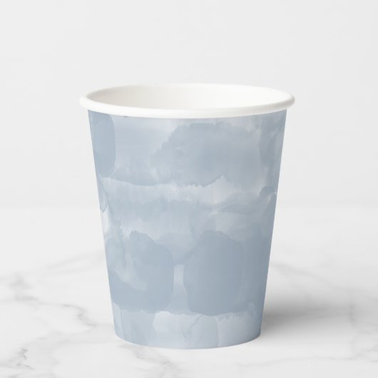 Moderne Stusty Blue Waterverf Brush Strokes Papieren Bekers (Voorkant)