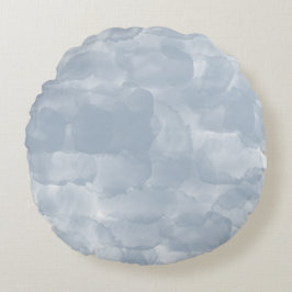Moderne Stusty Blue Waterverf Brush Strokes Rond Kussen