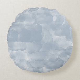 Moderne Stusty Blue Waterverf Brush Strokes Rond Kussen