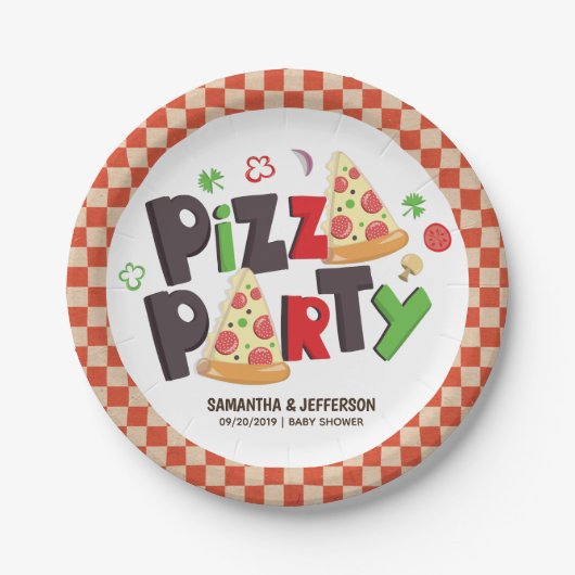 Moderne Style Pizza Party Papieren Bordje (Voorkant)
