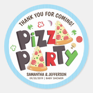 Moderne Style Pizza Party Ronde Sticker