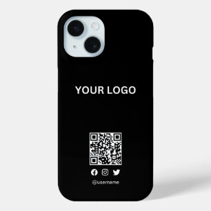 Moderne stylist bewerkbare logo QR-code en tekst iPhone 15 Case