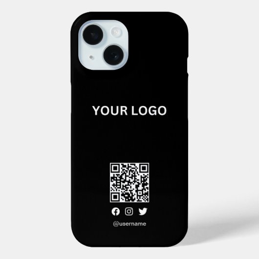 Moderne stylist bewerkbare logo | QR-code en tekst Case-Mate iPhone Case (Achterkant)