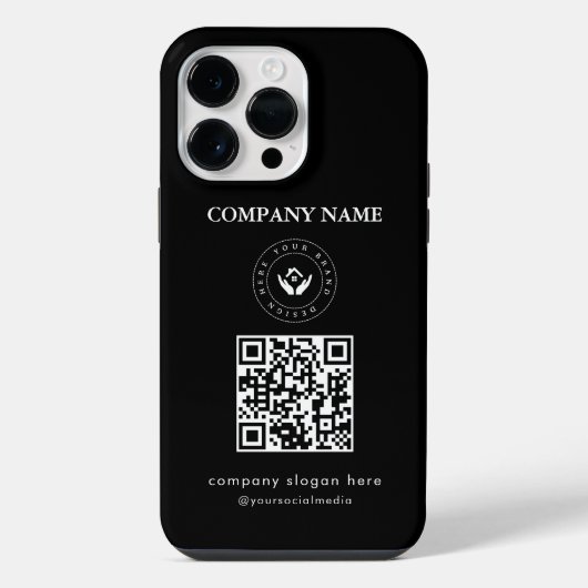 Moderne stylist bewerkbare logo | QR-code en tekst iPhone Hoesje (Achterkant)