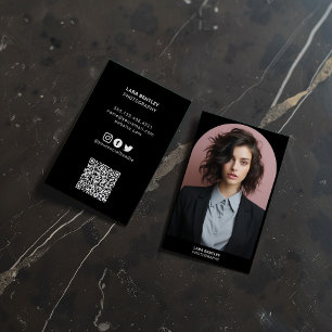 Moderne stylist foto sociale media met QR-code Visitekaartje