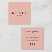 Moderne stylist minimalistische roze zwarte ontwer vierkante visitekaartje (Voorkant / Achterkant)