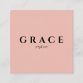 Moderne stylist minimalistische roze zwarte ontwer vierkante visitekaartje (Voorkant)