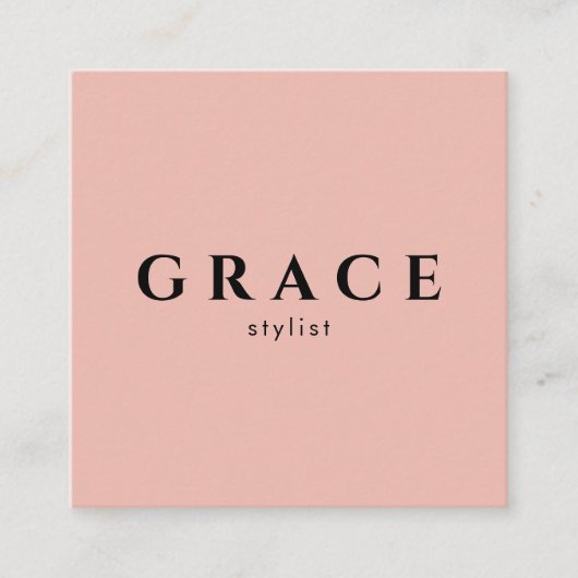 Moderne stylist minimalistische roze zwarte ontwer vierkante visitekaartje (Voorkant)