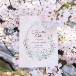 Moderne subtiele bloesemblush bewaar de datum Kaar Save The Date