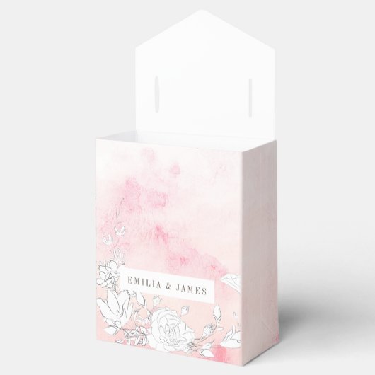 Moderne Subtiele Blush Bloemen Bruiloft Favor Box Bedankdoosjes (Geopend)