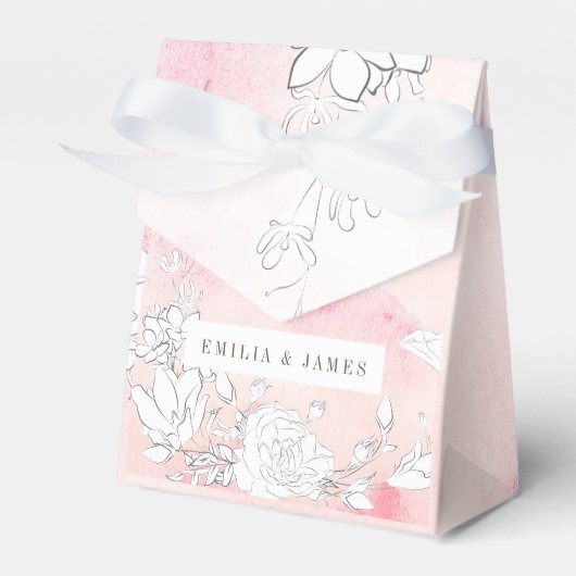 Moderne Subtiele Blush Bloemen Bruiloft Favor Box Bedankdoosjes (Voorkant Zijde)