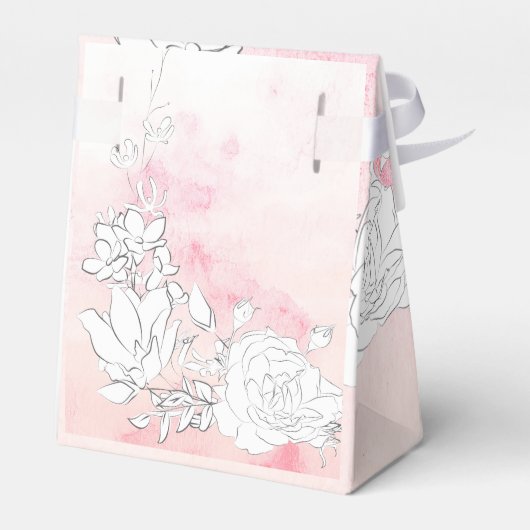 Moderne Subtiele Blush Bloemen Bruiloft Favor Box Bedankdoosjes (Achterkant)